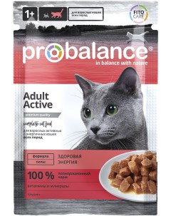 Влажный корм для кошек Active с курицей для активных 85г Probalance