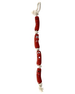 Жевательная игрушка для собак Четыре сосиски из латекса бежево красные 63 см Триол