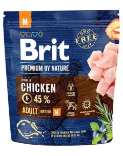 Сухой корм для собак Premium By Nature Adult M для средних пород курица 1кг Brit*