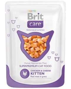Влажный корм для котят Care Kitten кусочки в желе с курицей и сыром 24шт по 80г Brit*