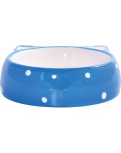 Миска для кошек Мордочка керамическая голубая 250мл Керамикарт