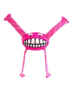 Жевательная игрушка для собак Flossy Grinz L с принтом зубы и пищалкой розовая 24см Rogz