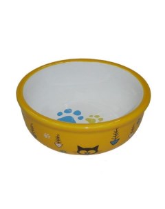 Одинарная миска для кошек керамика желтый 0 36 л Foxie