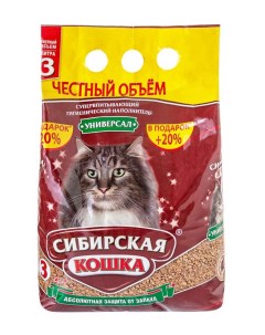 Впитывающий наполнитель УНИВЕРСАЛ бентонитовый 3 л Сибирская кошка