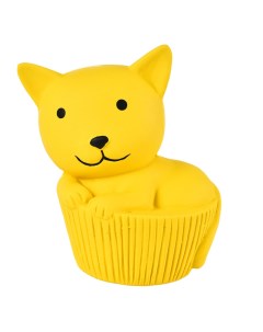 Игрушка для собак Котенок с пищалкой 11см латекс желтый Foxie