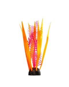 Растение силиконовое аквариумное светящееся в темноте 7 х 18 см красно оранжевое Nobrand