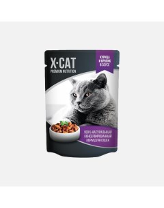 Влажный корм для кошек Premium Nutrition курица и кролик в соусе 85 г X-cat