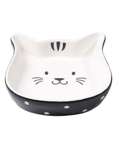 Одинарная миска для кошки керамика черный 0 15 л Foxie