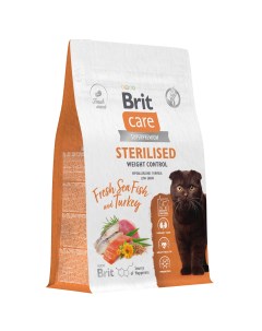 Сухой корм для кошек CARE Cat Sterilised Weight Control морская рыба индейка 0 4кг Brit*