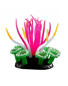 Декор для аквариума Анемон силиконовый святящийся в темноте 7 х 7 х 9 см розовый Nobrand