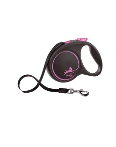 Поводок рулетка Black Design tape L 5m 50 kg розовый Flexi