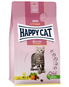 Сухой корм для котят с 4 х месяцев Junior домашняя птица 2 шт по 1 3 кг Happy cat