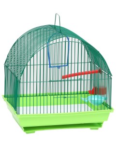 Клетка для птиц с наполнением 35 х 28 х 37 см зеленый Nobrand