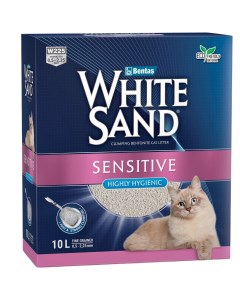 Комкующийся наполнитель бентонитовый для чувствительных кошек 8 5 кг White sand