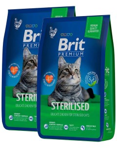 Сухой корм для кошек Premium Cat Sterilized курица 2 шт по 0 4 кг Brit*