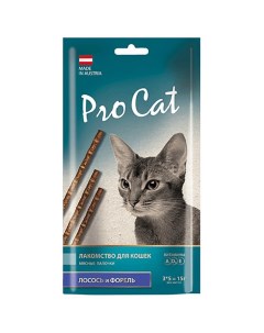 Лакомство для кошек Лакомые палочки лосось и форель 3 шт 15 г Pro cat