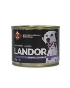 Консервы для собак с индейкой и черникой 200 г Landor
