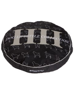 Лежак для животных Подушка круглая с принтом DOG LIFESTYLE S черная 8144 Happy house