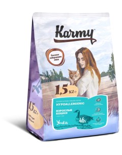Сухой корм для кошек Hypoallergenic с уткой 6 шт по 1 5 кг Karmy