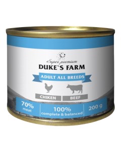Влажный корм для собак паштет из курицы с говяжьими потрошками 200 г Duke's farm