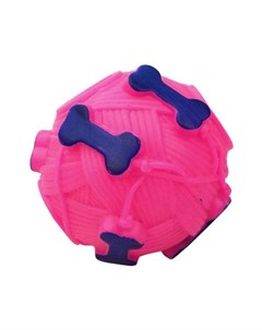 Звуковая игрушка для собак Мячик с отверстием для лакомства 9 см розовый Ripoma