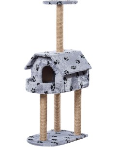Комплекс для кошек Домик с балконом серый 3 уровня Пушок