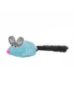 Игрушка для кошек Petshop мышь Майя с хвостом из натуральной норки голубая Petshopru