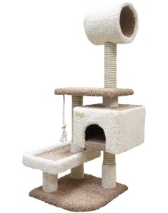 Комплекс для кошек с квадратным домом лежанкой и трубой ковролин 56х70х145см Зооник