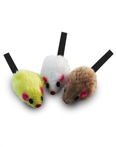 Набор игрушек для кошек Мышь полиэстер искусственный мех разноцветный 5 см 3 шт Триол