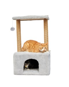 Домик для кошек с когтеточкой серый 61 х 41 х 95 см Бриси