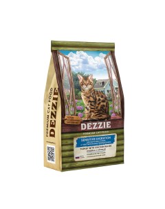 Сухой корм для кошек с чувствительным пищеварением Индейка с Курицей 10 кг Dezzie
