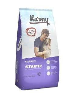 Сухой корм для щенков беременных и кормящих Starter индейка 14 кг Karmy