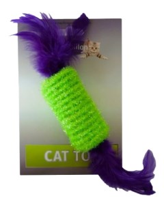 Игрушка для кошек Рулет с перьями текстиль зеленый фиолетовый 10 см Papillon