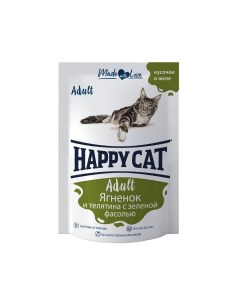 Влажный корм для кошек ягненок с телятиной и зеленой фасолью 24 шт по 100 г Happy cat