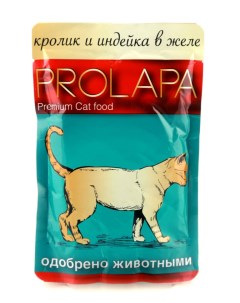 Влажный корм для кошек Premium с кроликом и индейкой в желе 12шт по 100г Prolapa