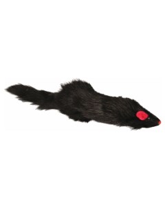 Игрушка пищалка для кошек Мышь натуральный мех черный 14 см Триол