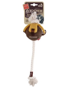 Апорт для собак Мяч на веревке белый коричневый длина 6 см Gigwi