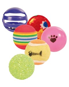 Набор мячиков для кошек пластик плюш в ассортименте 4 см 6 шт Trixie