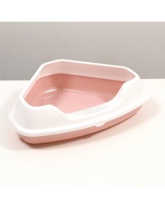 Туалет для кошек Лекси угловой с рамкой 55 5x41 5x15 см розовый Пижон