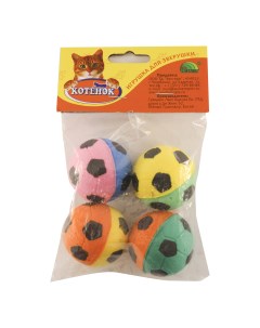 Мячики для кошек футбольные разноцветные 4 см 4 шт Nobrand