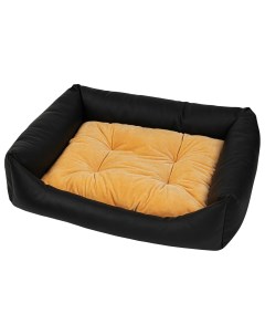 Лежак для собак и кошек Люкс 2 экокожа черный 60 х 50 х 15 см Xody