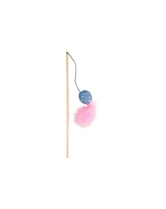 Игрушка для кошек Удочка Винни шар с пером текстиль 40 см Flamingo