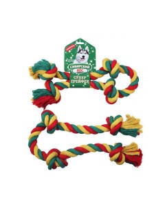 Грейфер игрушка для перетягивания для собак цветная верёвка 4 узла 80 см Сибирский пес