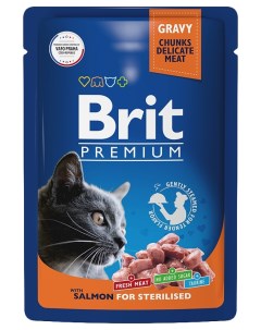 Влажный корм для кошек Premium с лососем в соусе 85 г Brit*