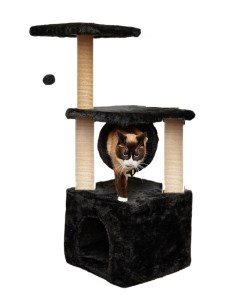 Домик когтеточка для кошки с тоннелем ЭЦ 35x35х93 см черный Pet бмф