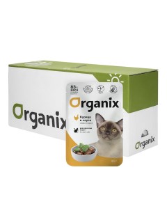 Влажный корм для кошек курица в соусе для взрослых 24шт по 85г Organix