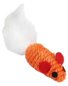 Игрушка для кошек Мышь сизалевая малая с меховым хвостом 5 5 см оранжевая Nobrand