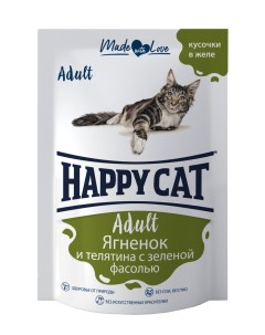 Влажный корм для кошек фасоль ягненок телятина 24шт по 100г Happy cat
