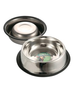 Одинарная миска для собак резина сталь серебристый 0 45 л Триол