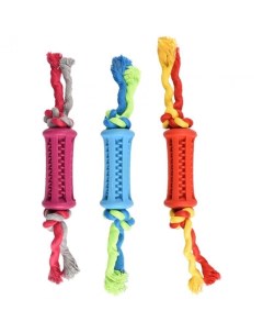 Игрушка для собак Karlie Flamingo Цилиндр с веревкой резиновый 9 см цвет в ассортименте Nobrand